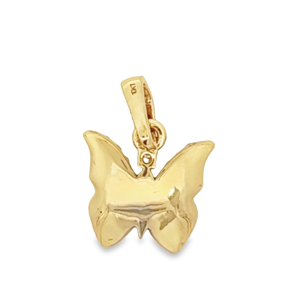 Butterfly Small .91cttw Diamond Pendant 10K Yellow Gold