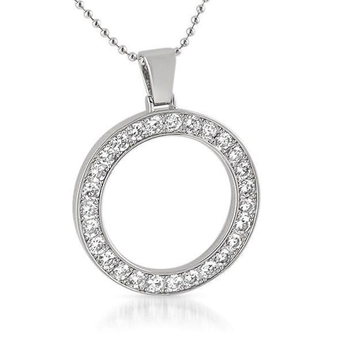 .925 Silver Circle 41MM Bezel CZ Bling Bling Pendant