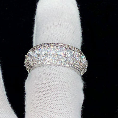 .925 Silver Eternity Layer White Eternity VVS Iced Out Ring