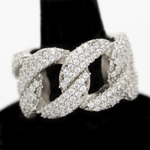 .925 Silver Miami Cuban CZ Hip Hop Bling Ring
