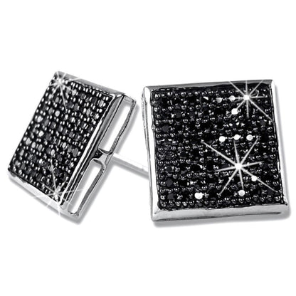 .925 Sterling Silver Box CZ Earrings | 5 Colors | 6 Sizes