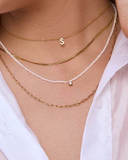 Mini Initial Stone Necklace