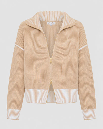 Cortina Double Zip Knit - Sand