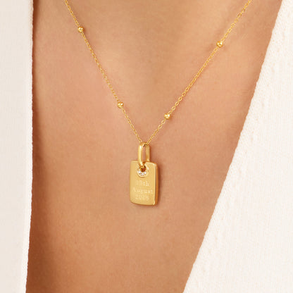 Written In The Stars Handwriting Tag Necklace (Gold)