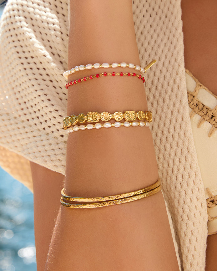 Amber Pearl and Gold Bracelet