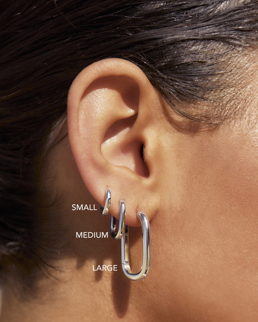 Link-Up Silver Hoop Huggies - Large