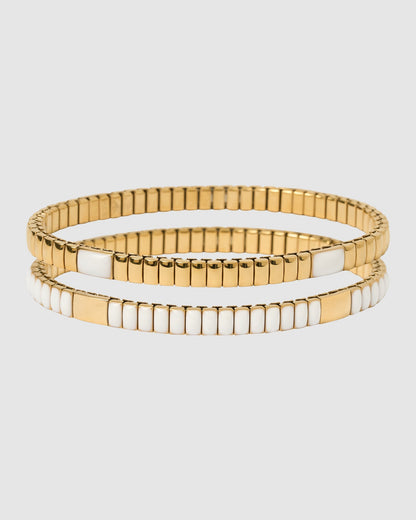 Onyx Bracelet Stack - White
