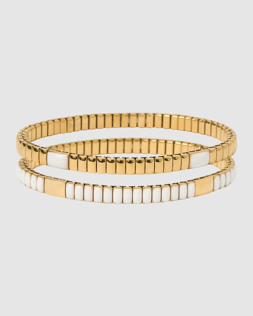 Onyx Bracelet Stack - White