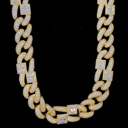 Baguette Cluster & Pave Cuban Bling Bling CZ Iced Out Chain