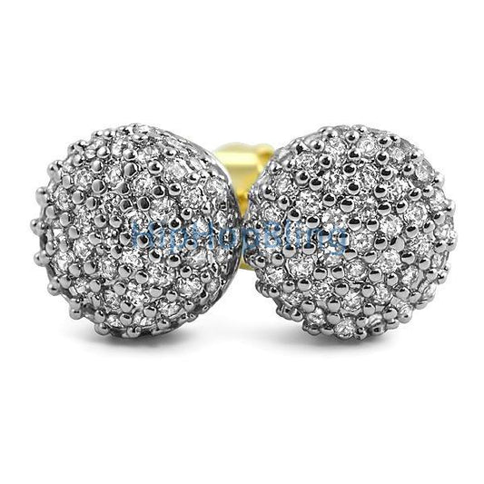 Cylinder CZ Gold Bling Bling Earrings
